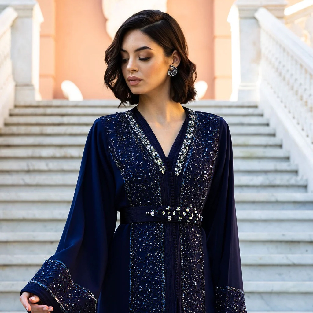 Caftan Marocain de Luxe Bleu - Rania Midnight