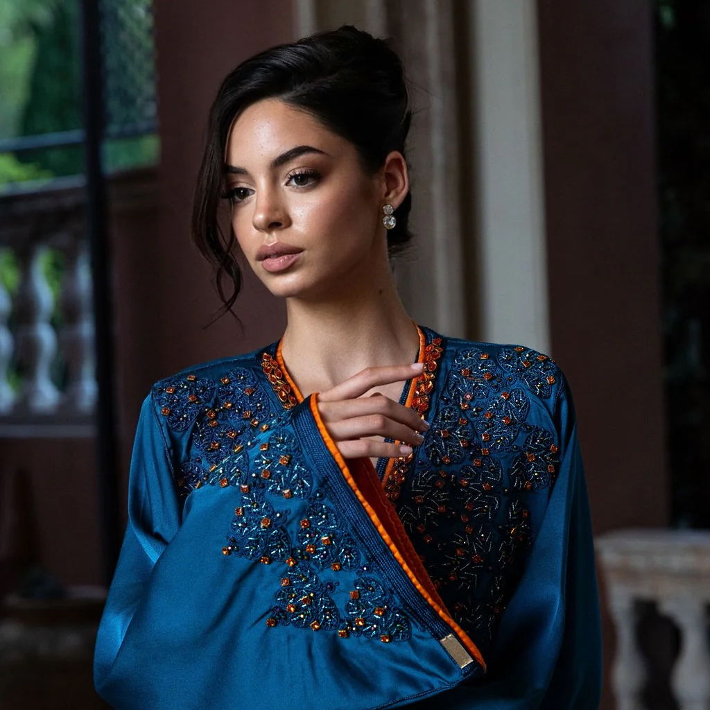 Caftan Marocain de Fête Bleu - Selma Sapphire